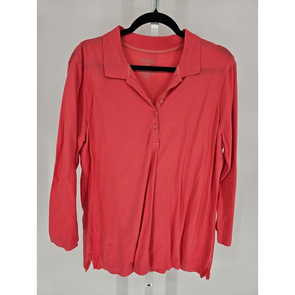 White Stag Womens Sz XL Long Sleeve Polo Collared Shirt Pink Cotton Blend - Picture 1 of 3